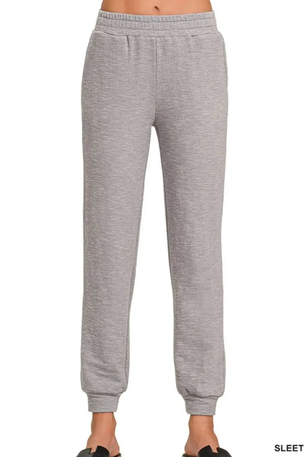 Zenana Cotton Slub Jogger Pants - VILLA FASHION