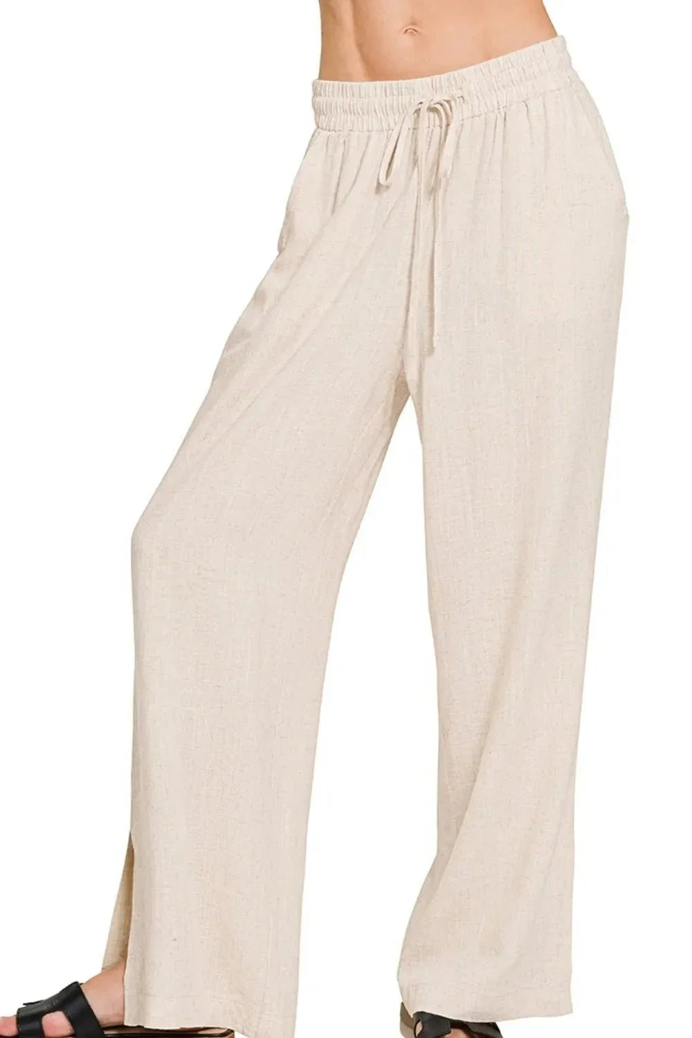 Zenana Linen Drawstring Pants - VILLA FASHION