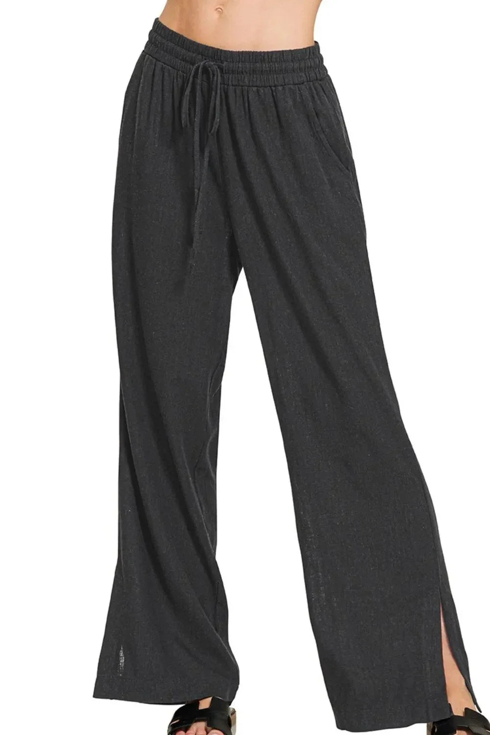Zenana Linen Drawstring Pants - VILLA FASHION