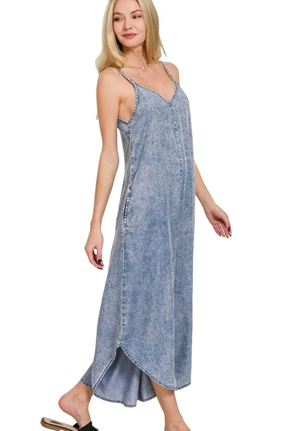 Zenana Lyocell Acid - Washed Jumpsuit - VILLA FASHION