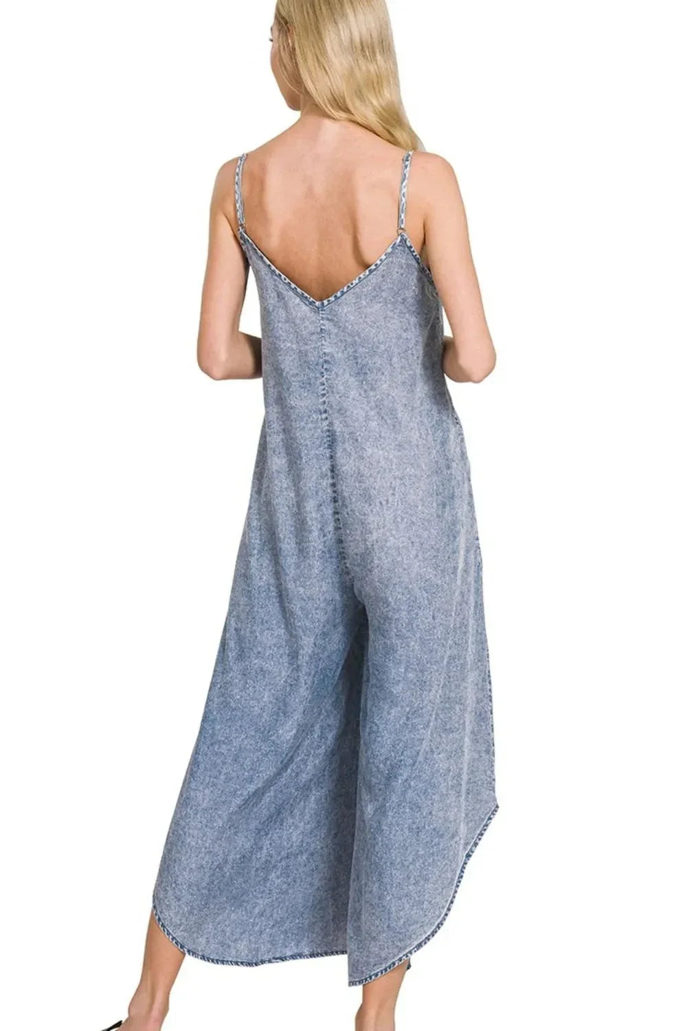Zenana Lyocell Acid - Washed Jumpsuit - VILLA FASHION
