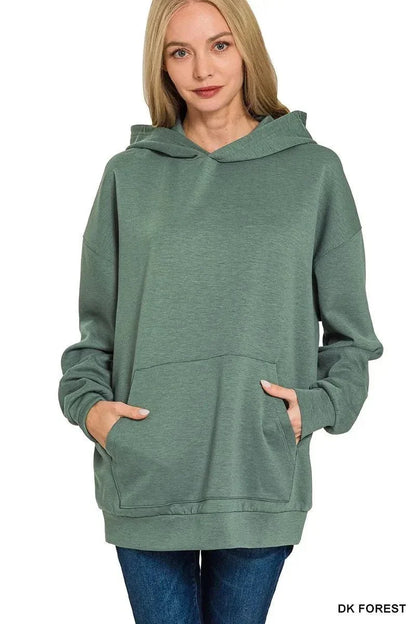 Zenana Oversized Scuba Hoodie with Kangaroo Pocket - VILLA FASHION