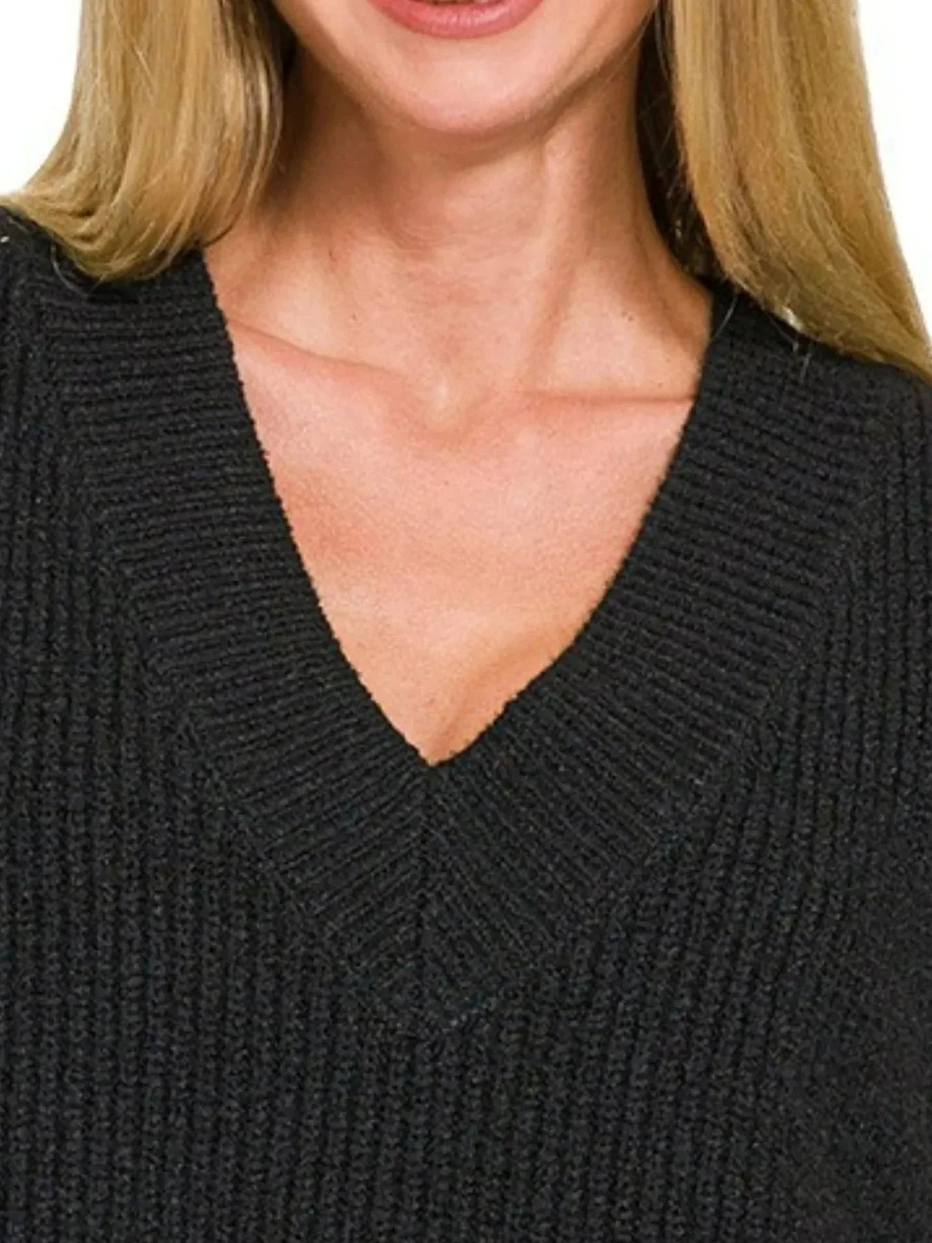 Zenana Oversized Sweater Vest with Side Slit - VILLA FASHION