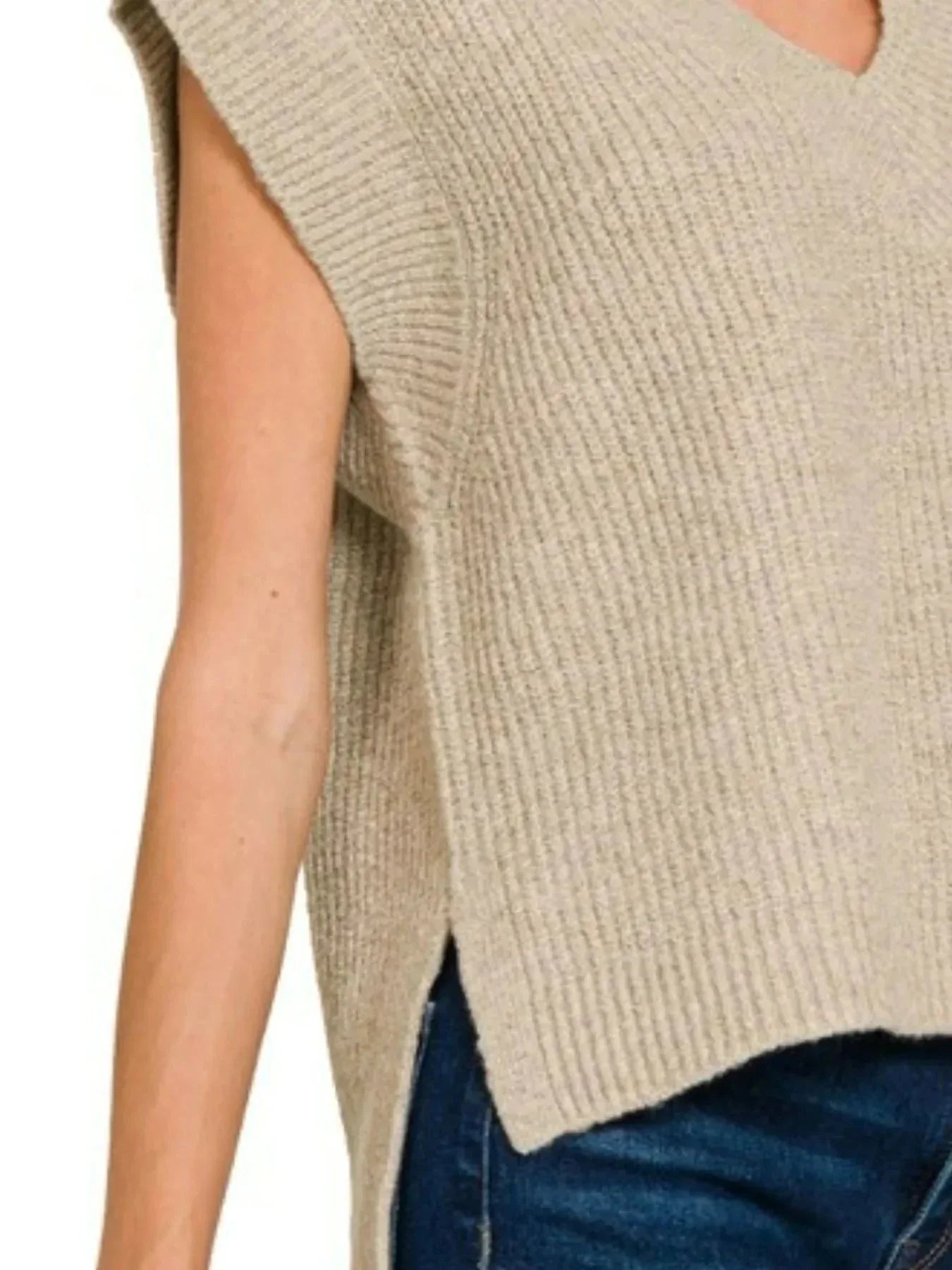 Zenana Oversized Sweater Vest with Side Slit - VILLA FASHION