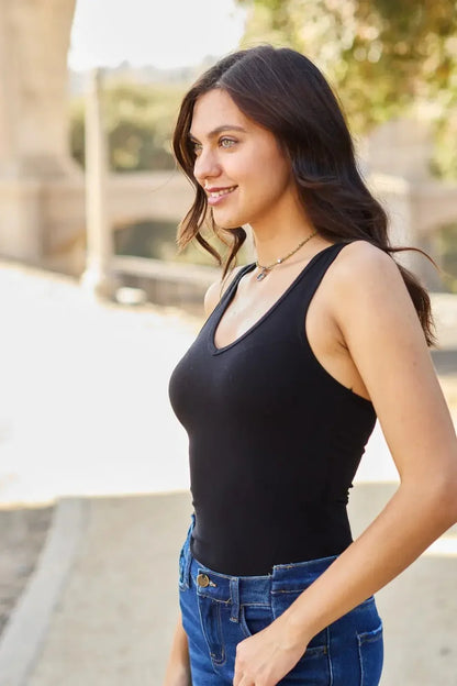 Zenana Racerback Tank Bodysuit - VILLA FASHION