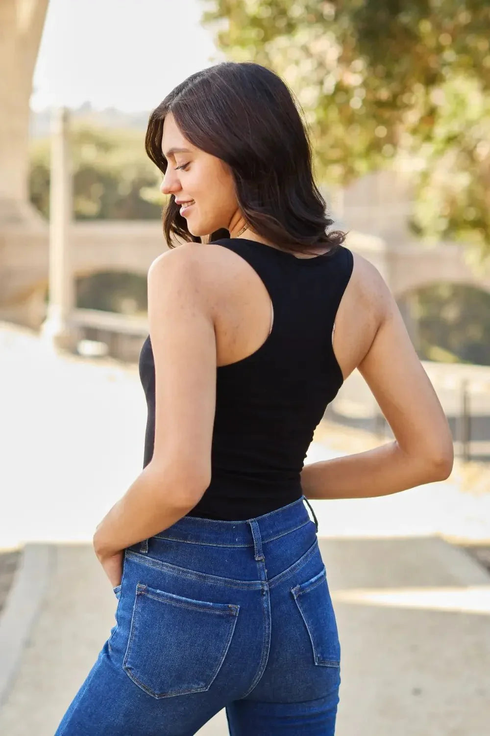 Zenana Racerback Tank Bodysuit - VILLA FASHION