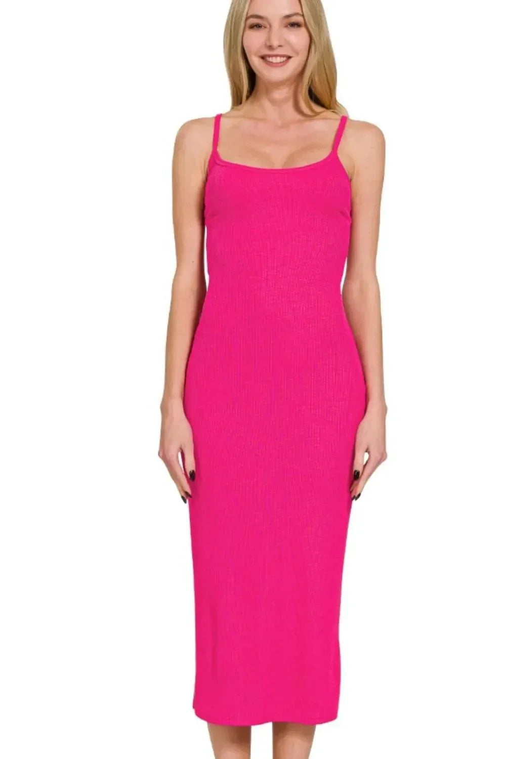 Zenana Ribbed Bodycon Midi Dress - VILLA FASHION