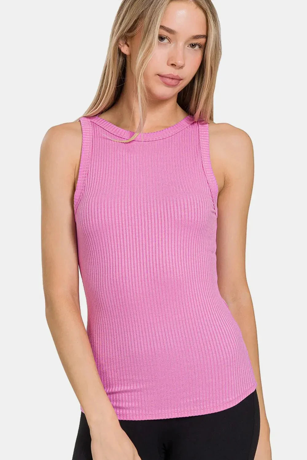 Zenana Ribbed Crew Neck Tank - VILLA FASHION