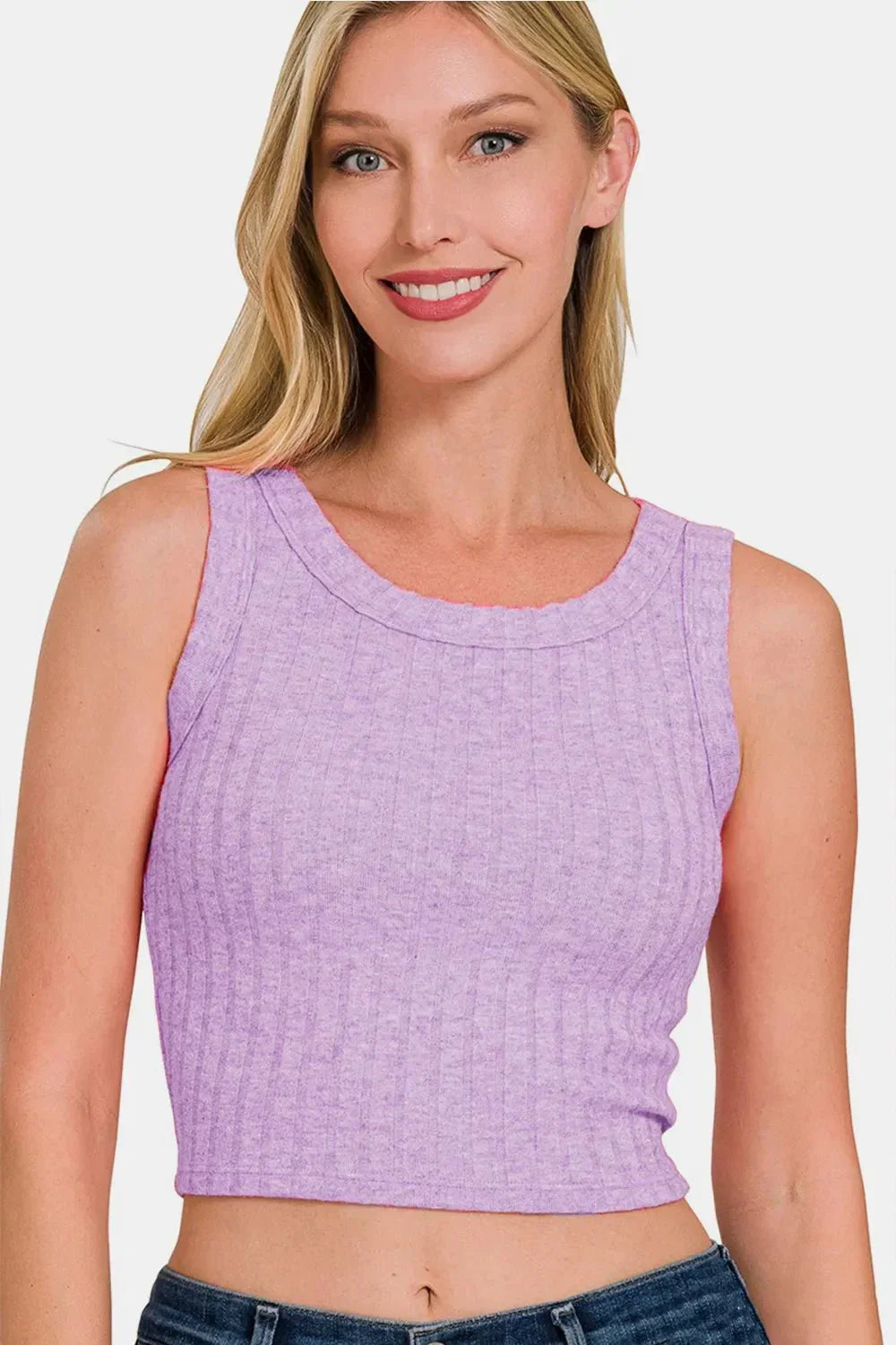Zenana Ribbed Cropped Tank - VILLA FASHION