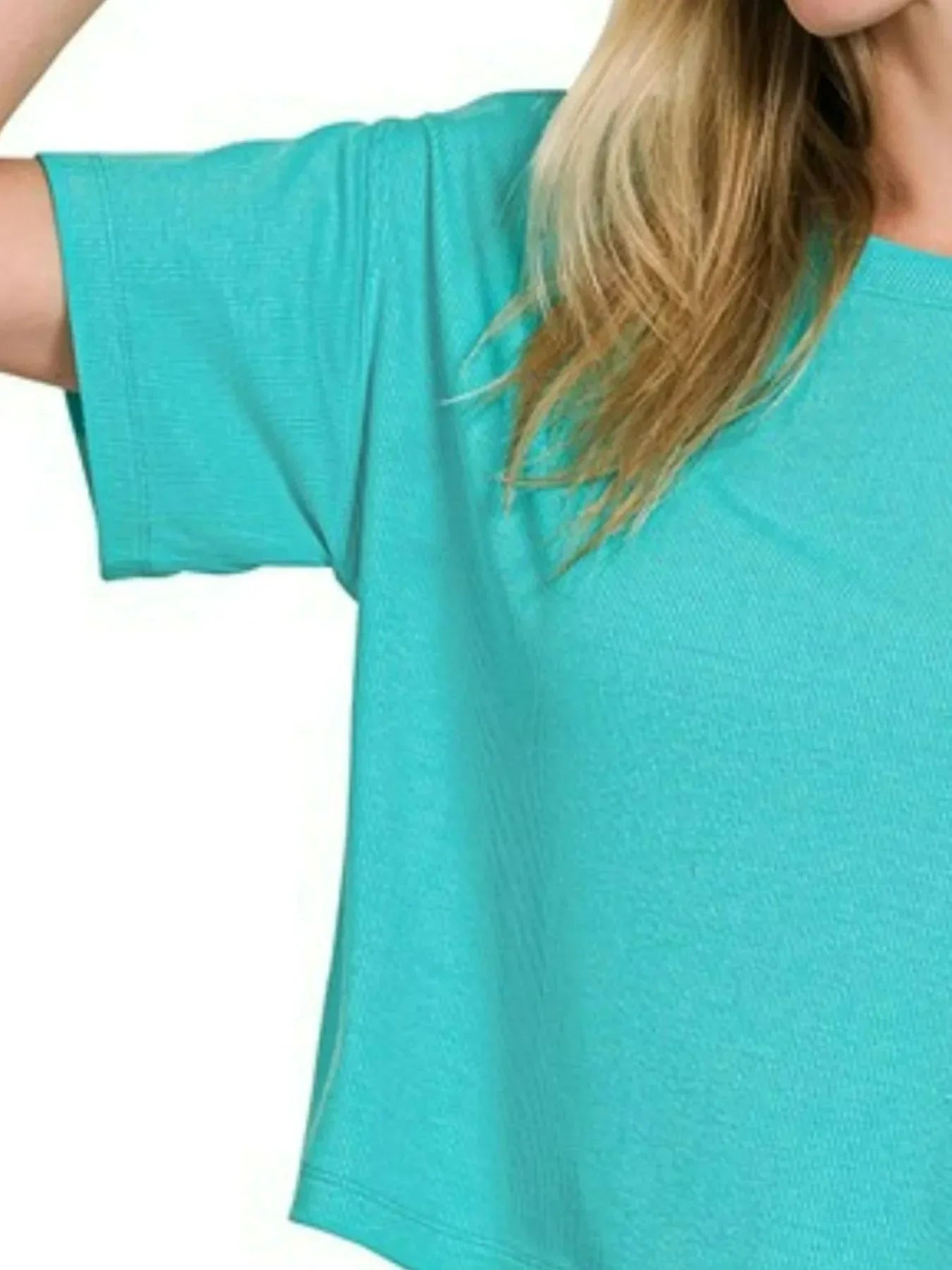 Zenana Ribbed Round - Neck Crop T-Shirt - VILLA FASHION