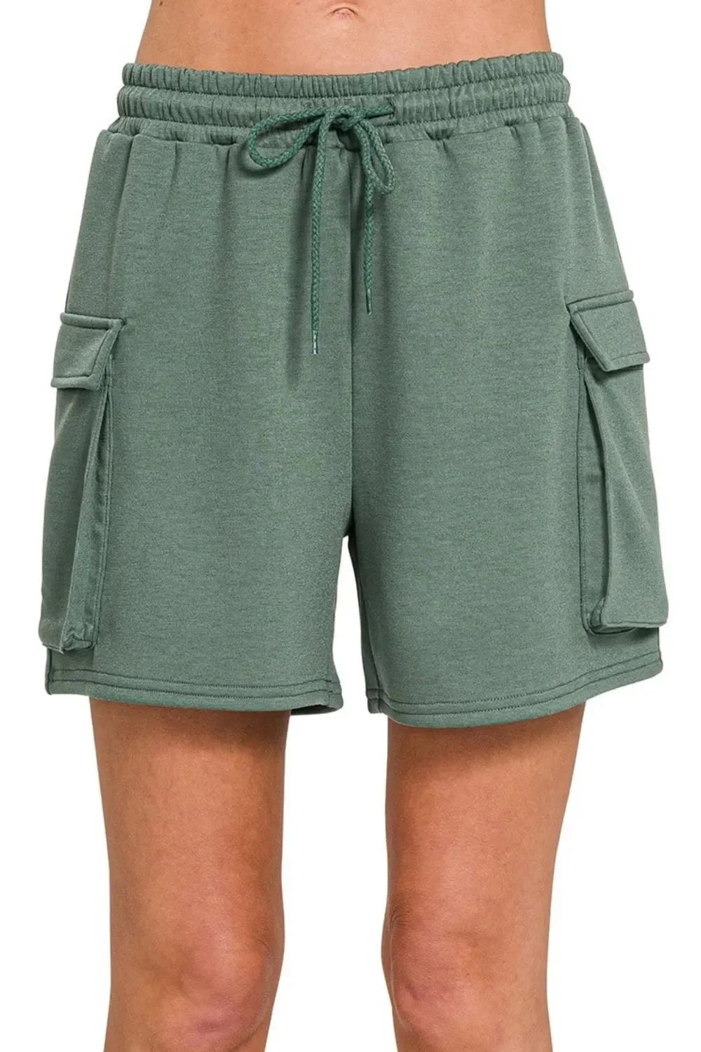 Zenana Scuba Thigh Pocket Shorts - VILLA FASHION