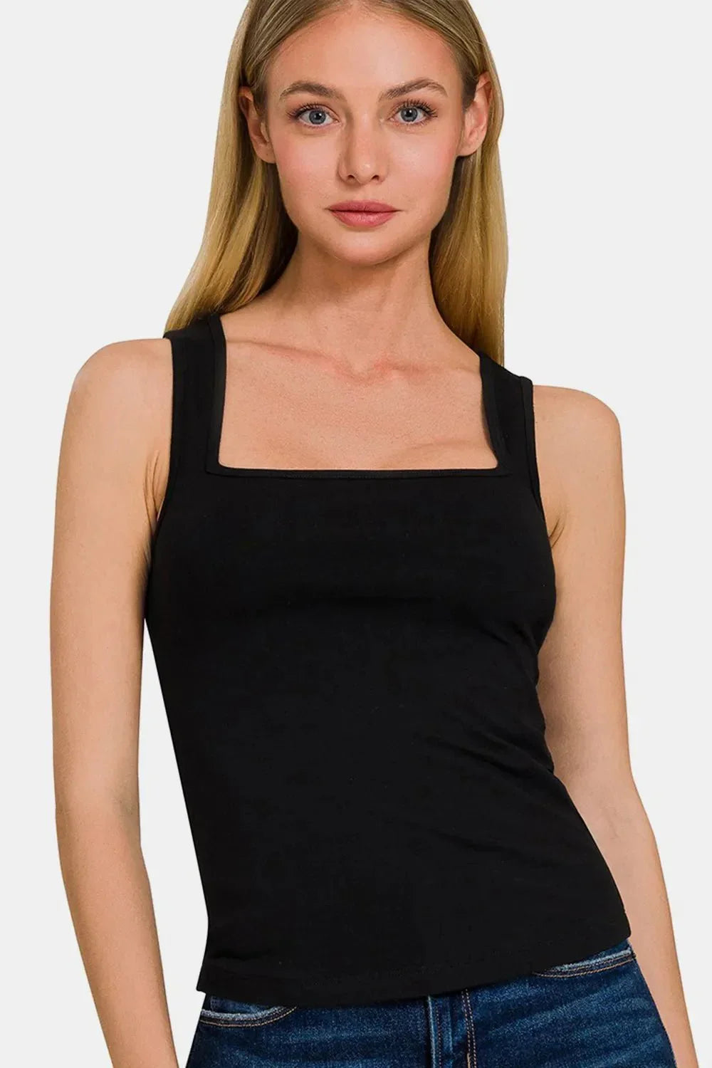 Zenana Square Neck Cropped Tank - VILLA FASHION