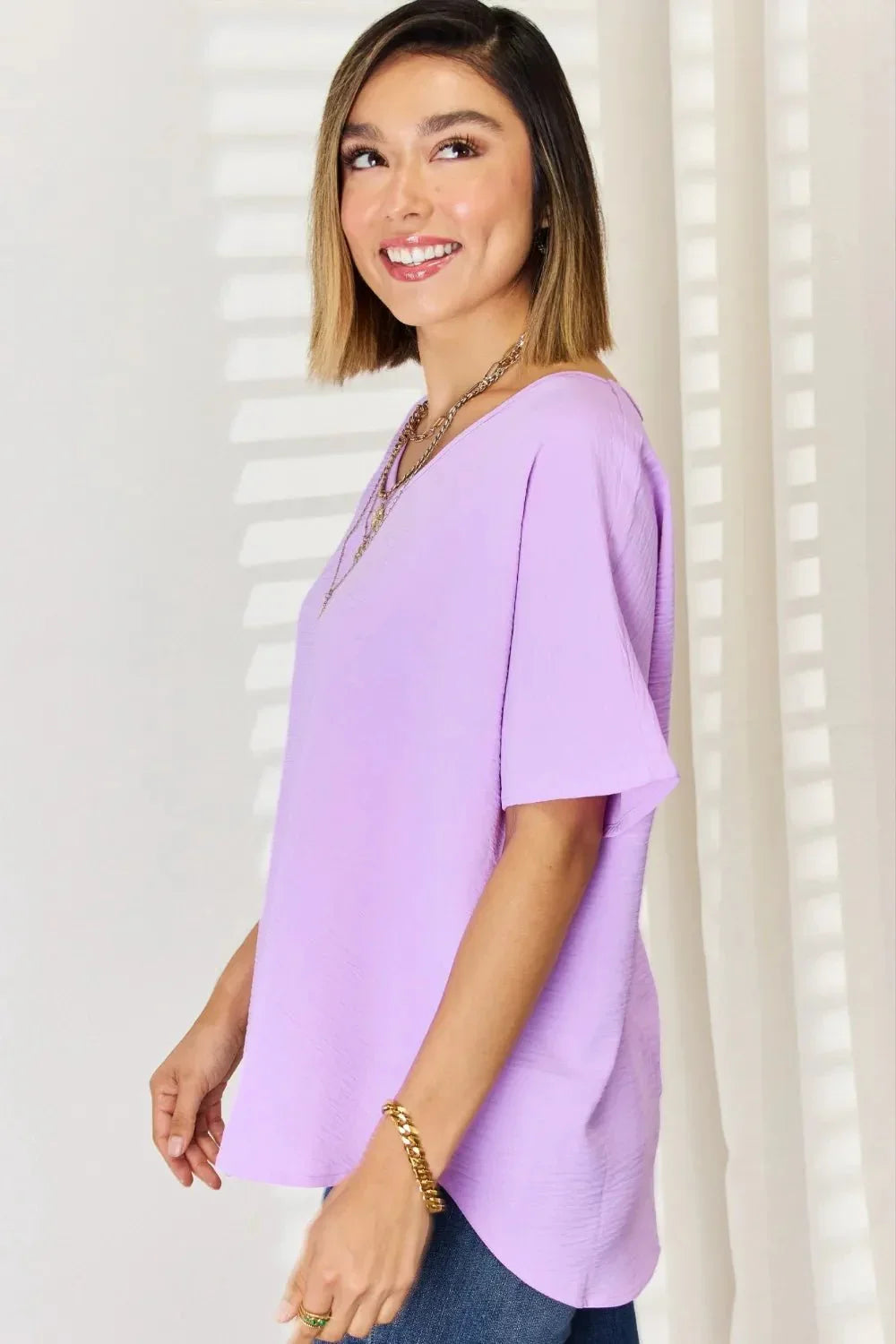 Zenana Texture Short Sleeve T-Shirt - VILLA FASHION