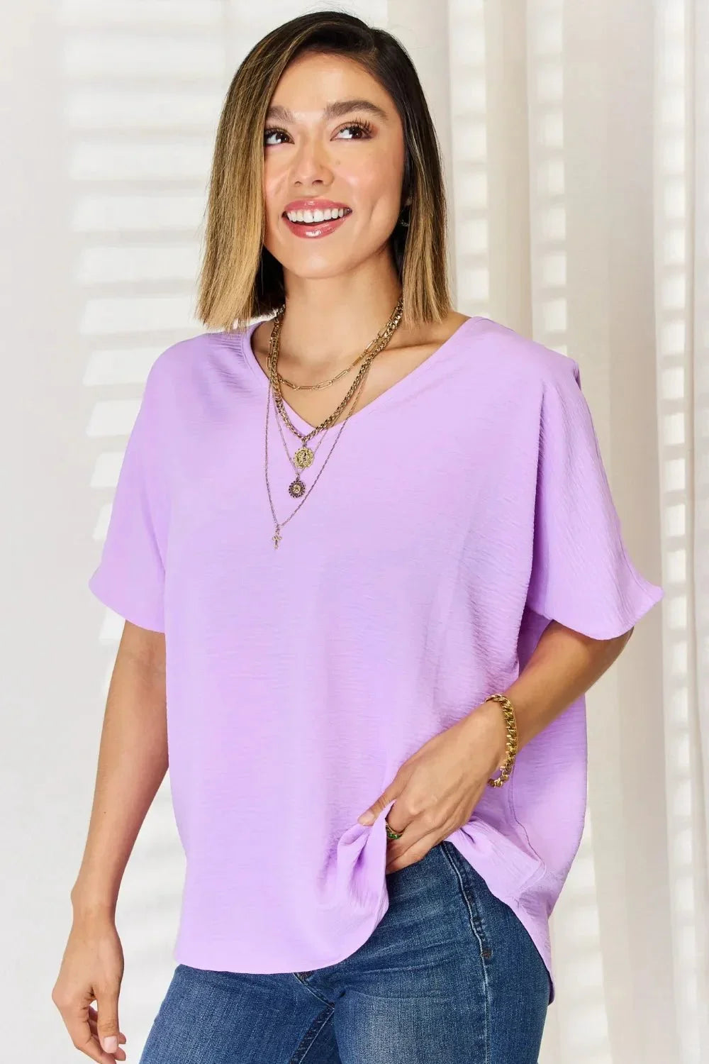 Zenana Texture Short Sleeve T-Shirt - VILLA FASHION