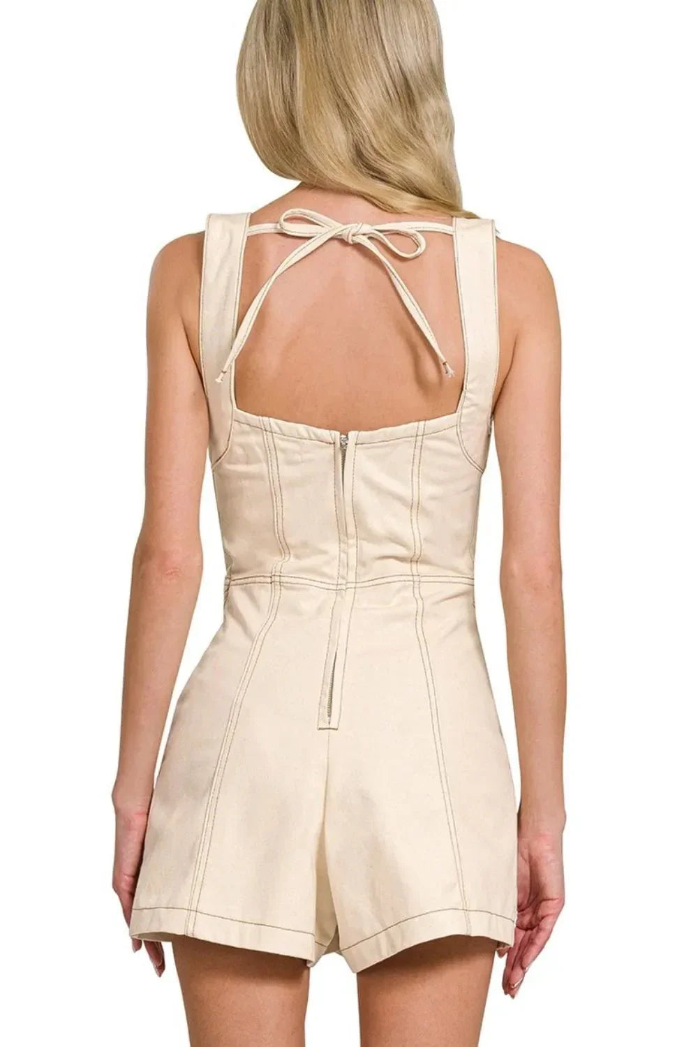 Zenana Tie Back Romper - VILLA FASHION