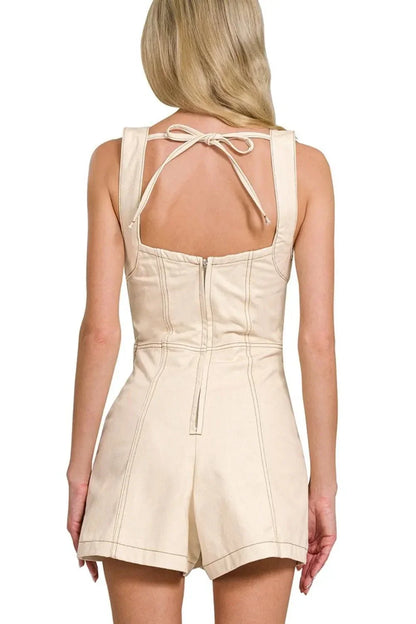 Zenana Tie Back Romper - VILLA FASHION
