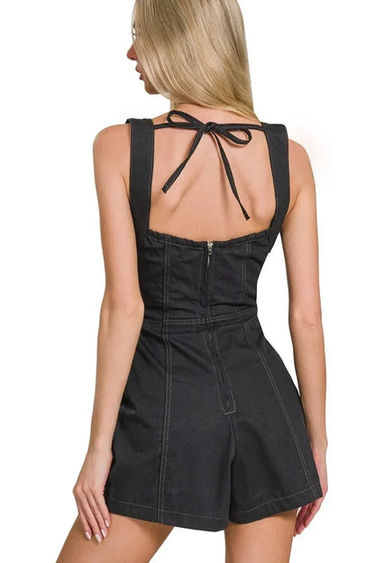 Zenana Tie Back Romper - VILLA FASHION