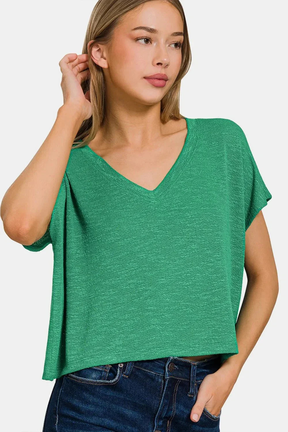 Zenana V - Neck Short Sleeve T-Shirt - VILLA FASHION