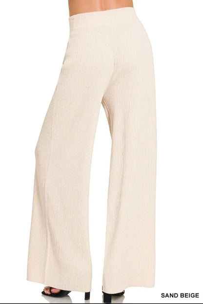 Zenana Viscose Ribbed Sweater Pants - VILLA FASHION