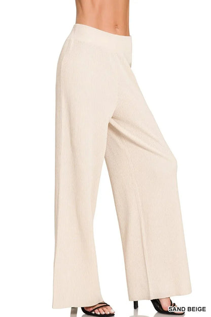 Zenana Viscose Ribbed Sweater Pants - VILLA FASHION