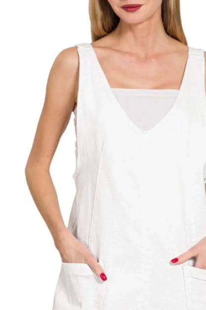 Zenana Washed Adjustable Strap Denim Overall Dress - VILLA FASHION