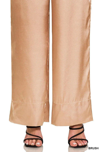 Zenana Wide - Leg Satin Pants - VILLA FASHION