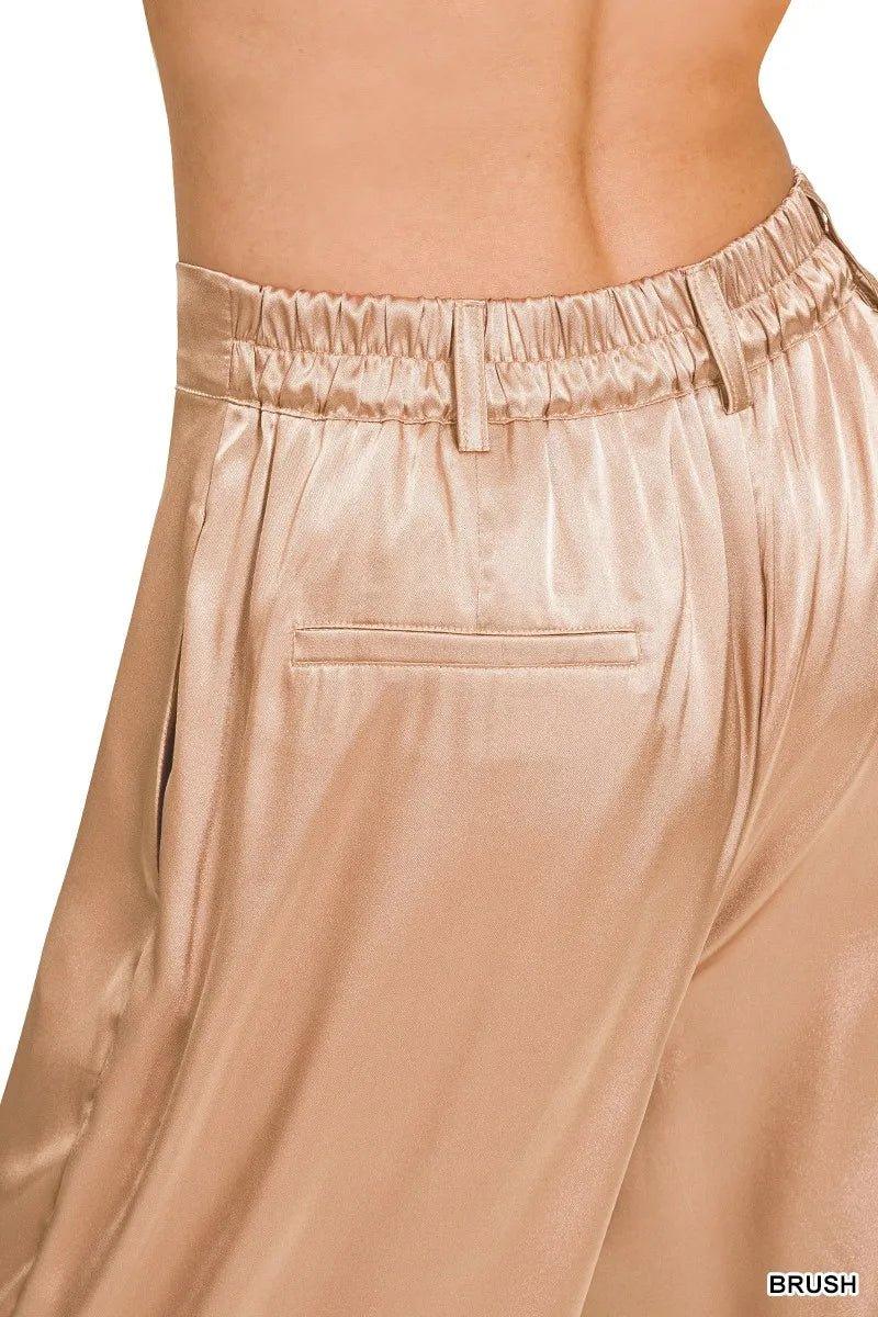 Zenana Wide - Leg Satin Pants - VILLA FASHION