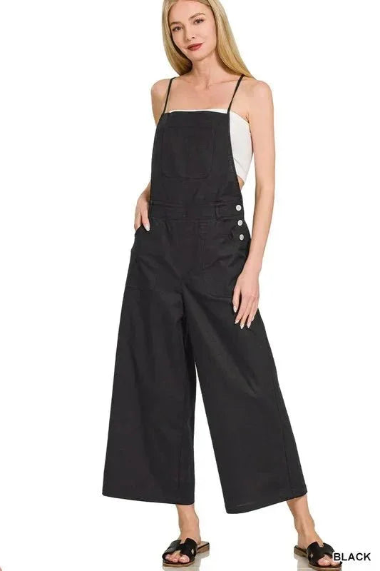 Zenana Woven Spaghetti Strap Overalls - VILLA FASHION